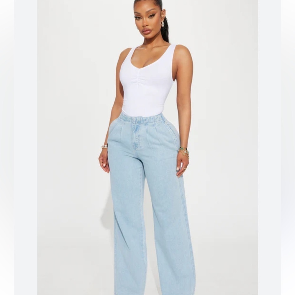 Fashion Nova Understood The Assignment Trouser Jeans in Light Wash w/ Raw Hem 0
